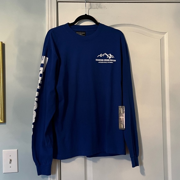 Free People x Diamond Cross Ranch Trailblazer Long Sleeve Blue T-Shirt Sz M NWT - Picture 4 of 13